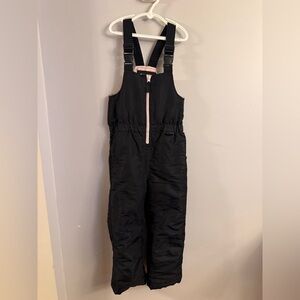 Roebuck & Co Girls Snow Bibs Size XS 4/5 Black Insulated Ski Snow Pants